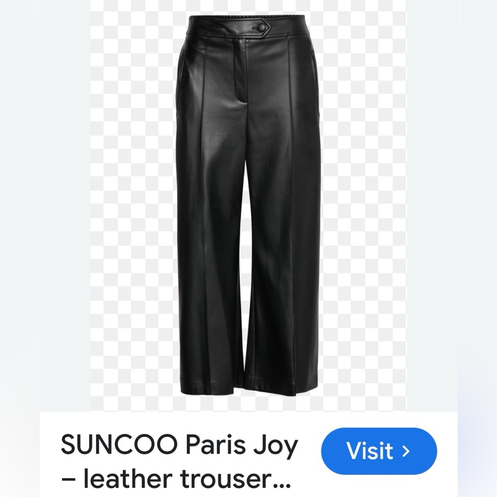 SUNCOO Black Vegan Leather Pants
